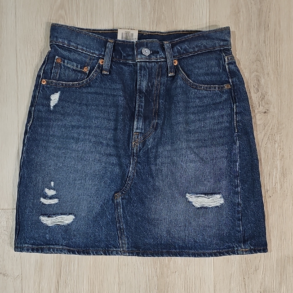 Levi Strauss High-Rise Deconstructed Classic Blue Denim Skirt